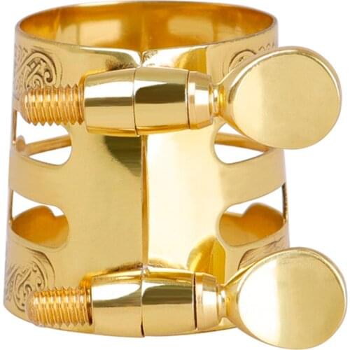 Brass Sax Saxophone Mouthpiece Cap Cover with Ligature Clamp for Tenor Saxophones