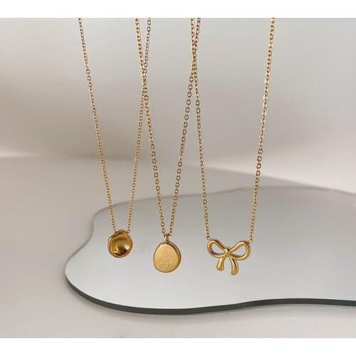 LOVOACC 3 Designs Gold Color Beads Bowknot Pendant Necklace for Women Gold Linked Small Circle Chains Choker Necklaces Gifts