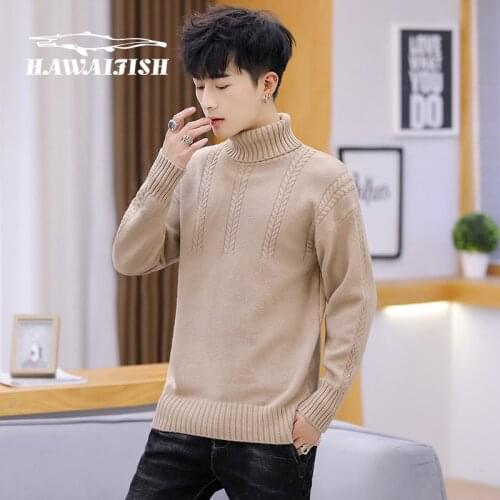 Mens sweater autumn new casual high-neck sweater Korean style slim knitted top mens sweaters and pullovers christmas sweater