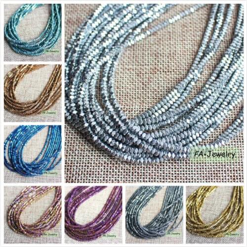 Natural Hematite plated color 2x3mm Faceted Rectangle Beads 15inch/180pcs per strand