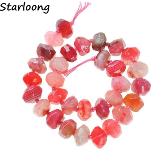 Natural Stone Multicolor Faceted Wheel Shape Cracks Agates Stripe Druzy Loose Gems Strand Beads for DIY Jewelry Making Necklace