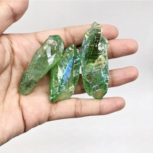 50g Natural Electroplate green Aura Quartz Crystal Rough Stone for pendant