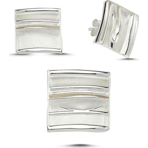 Silverlina Silver Square Sterling Wrinkled Set