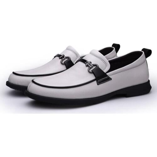 Spring Summer Mens Horsebit Loafers Comfy Antiskid Driving Shoes White Office Business Shoes Daily Stylish Soft Youth Loafers