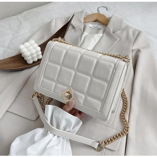 Messenger Bags Shoulder Bag Women Bag Crossbody Bags Purse Handbag Retro PU Leather Lattice Chain Fashion Luxury Bag KL1141