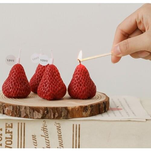 DIY Soy Wax Scented Strawberry Candle Strawberry Scented Candle For Birthday Gift Candle Desktop Ornaments Scented Relaxing