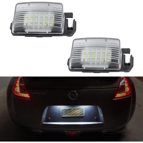 2Pcs LED Car License Number Plate Lights For Nissan 370Z 350Z Versa 4D 5D Livina GTR Cube Sentra For Infiniti G35 G37 Canbus