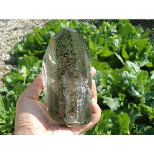 660g TOP!!! RARE NATURAL Green Ghost QUARTZ CRYSTAL WAND POINT HEALING LA1141