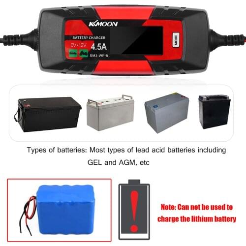 KKmoonCar Battery Charger Battery Charger&Maintainer 6V/12V 4Amp Intelligent Automatic Battery Charger for Cars Motorcycles Boat