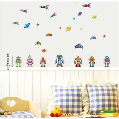 Cartoon robot green Diy wall sticker living room bedroom wall decoration modern art mural wall stickers for kids rooms