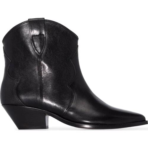Women Shoes Paris Dewina Western Boots Black Leather Runway Boots