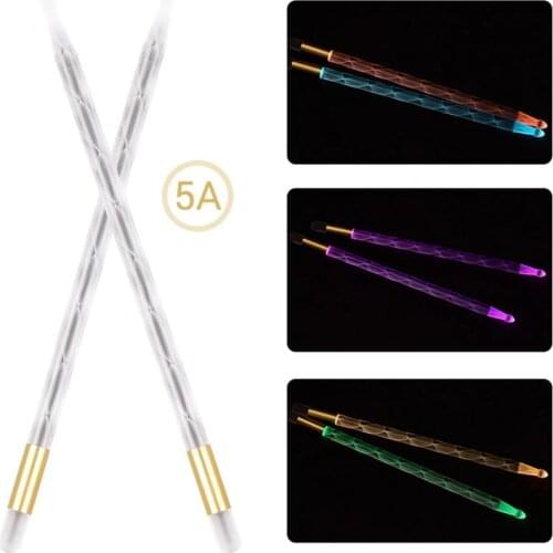 1 pair 5A Acrylic Drum Stick Noctilucent Glow in The Dark Stage Luminous Bright LED Light Up Drumsticks