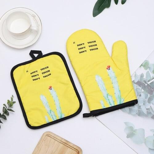1 Pair Bakeware High Grade Cute Cactus Nordic Kitchen Cooking microwave gloves baking BBQ potholders Oven mitts Insulation Pad