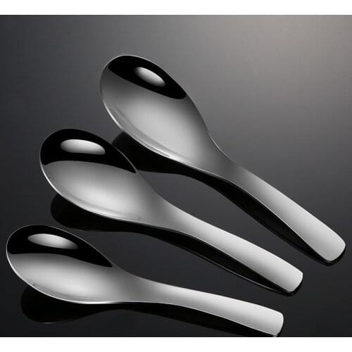2 Pcs 304 bright stainless steel Palace spoon household Chinese round bottom spoon soup spoon childrens spoon
