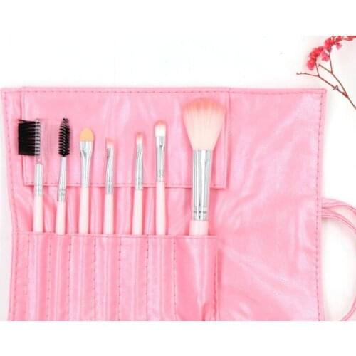 30set/lot 7pcs/set Multi Portable Moire Nylon Wool Cosmetic Brush Suit PU Bag Blush Eye Makeup Appliances Cosmetic Tools HA1929