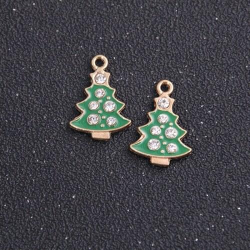 4pcs 16*23mm Alloy Metal Drop Oil Green Christmas Tree Charms Pendant For DIY Bracelet Necklace Jewelry Making
