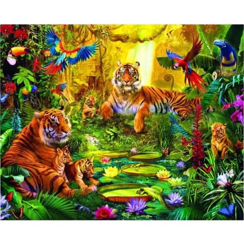 5D DIY square round Diamond Painting tiger Cross Stitch Diamond Embroidery Pattern Rhinestone Home Decor J0436