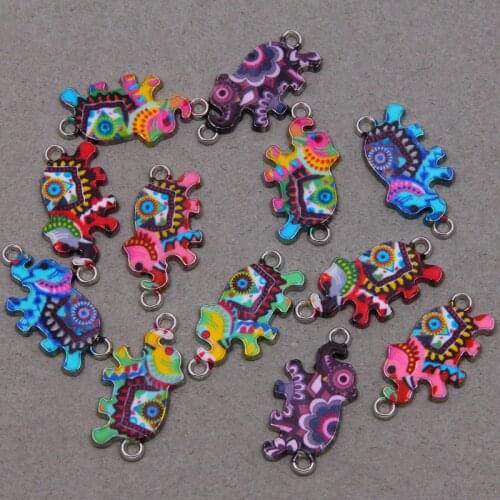 5pcs mixed color animal color elephant connector DIY jewelry making bracelet accessories Finding handmade wholesale