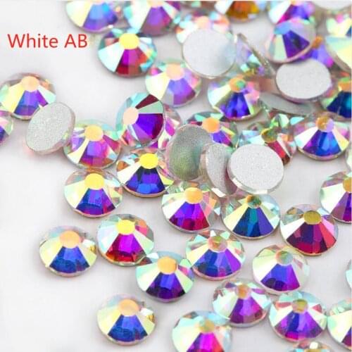 White crystal AB Glitter Rhinestones SS3-SS30 Non Hot Fix Sewing Fabric Garment wedding Nail Art Stone Stunning unusual quality