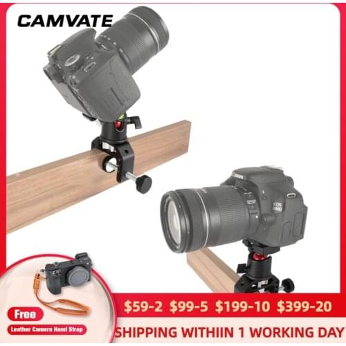 CAMVATE 360° Rotated Tripod Head Adapter With Quick Release Base Plate 1/4" Mounting Stud Universal C Clamp For DSLR Camera