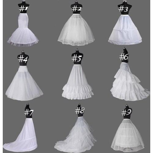 White Crinoline Petticoat Slips Underskirt A-Line Mermaid Hoop Wedding Skirt Dress