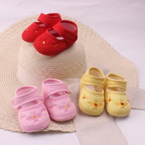 OKLADY Toddler Shoes Infant Spring Autumn Summer Shoes Baby Soft Cotton Casual Floral Hook Loop Red Yellow Pink Shoes Bebe 3M 6M
