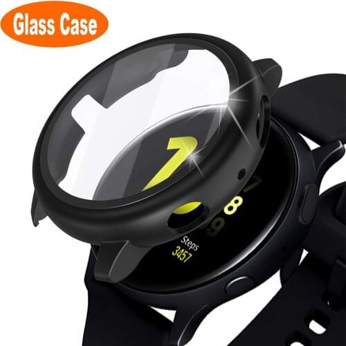 Galaxy watch active 2 case with Tempered Glass Screen Protector film for samsung active 2 44mm 40mm Hard Cover Bumper Protective