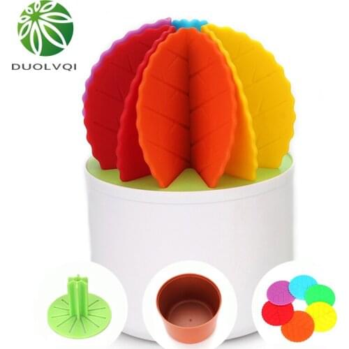 Creative Cactus Style Tea Coffee Cup Coasters Non-Slip Silicone Coaster Heat Insulation Pads Table Decoration Storage Box