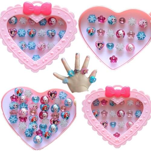 Disney cartoon princess Cute Children Long Ear Clip Earrings Ring Elementary School Girls Earrings Gift Box Frozen Jewelry