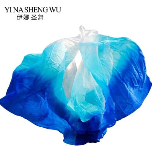 1Pc Customized Natural Silk Belly Dance Veil Belly Dance Veil Belly Dance Accessories 250 * 114 cm Gradient Colors hemmed Design