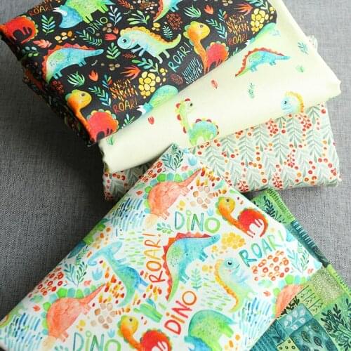 Dinosaur Print Cotton Material Fabric Patchwork Cloth Tissue Kid Home Textile SewingQuilting Tilda Doll 50*145cm
