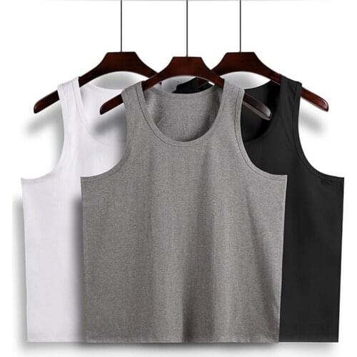 Summer Plus Size 4XL-8XL Cotton Men Tank Top Solid Color Gym Clothing Elastic Sleeveless Vest Loose Casual T-Shirts