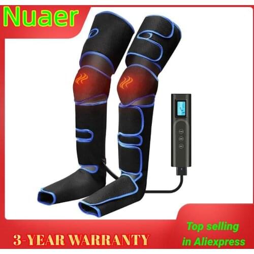 Leg Air Compression Massager Heated for Foot and Calf Thigh Circulation with Handheld Controller 6 massager modes for family