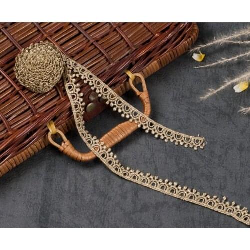 Metallic gold lace trim, gold crochet lace with 8yards/lot Free Shipping