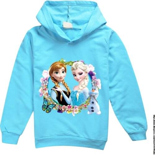 Hoodie Fashion Boys Girls Frozen Elsa Print Hoodies Unisex Cool Sport Sweatshirt Ladies Pullover Sweater Jumper New Tops
