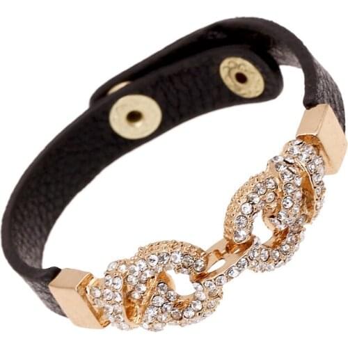 Dankaishi Fashion Magnetic Bangle Leather Wristband Gold Color Luxury Style Women Jewelry Accessory for Girl Party Birthday Gift