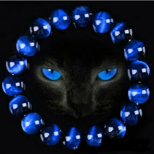 Men Women Natural Blue Tiger Eye Beads Bracelets Round Beads Elasticity Rope Charm Bracelet 6 8 10 12 14 16mm