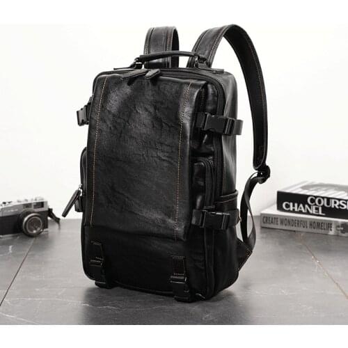 Newhotstacy Bag 03112021 Mens business leisure leather backpack computer laptop bag female schoolbag student bag
