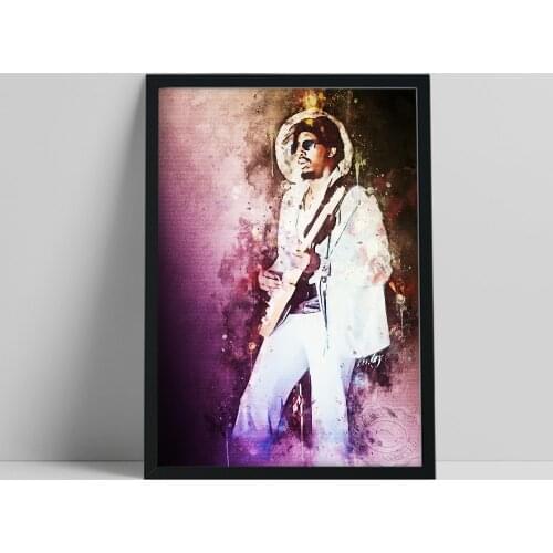 Curtis Mayfield Fans Collect Poster, American Singer-Songwriter Figure Portrait Art Print, Vintage Art Guitarist Home Wall Decor