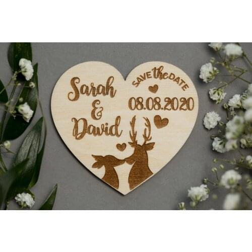 Personalized Wedding Magnets, Wood Save The Date Magnets, Cute Heart Save The Date Magnet, Unique Wedding Announcement & Guest I