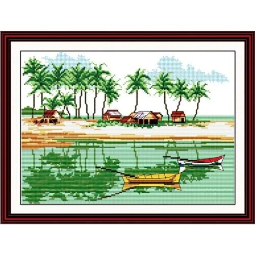 Landscape DIY cross stitch pattern Printed Canvas Counted Cross Stitch Kits printed Cross stitch set DMC Embroidery Needlework