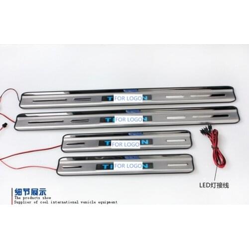 With Blue LED light High quality stainless steel Scuff Plate/Door Sill For Tiguan 2010 2011 2012 2013 2014 2015