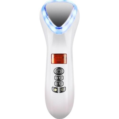 Ultrasonic vibration Heating Iontophoresis EMS Red Blue Light Cold and Hot Importing Instrument Anti-aging Massager Skin Care
