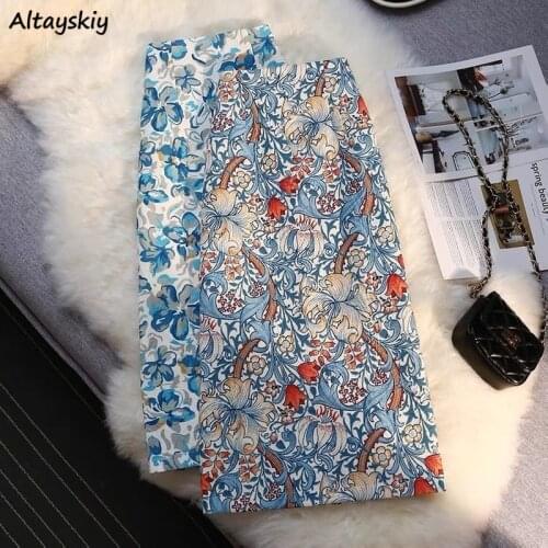 Skirts Women Summer Retro Slim Printed Bohemian Style Sexy Split Korean Stylish Lady Feminine Fashion Casual Bottoms Female New