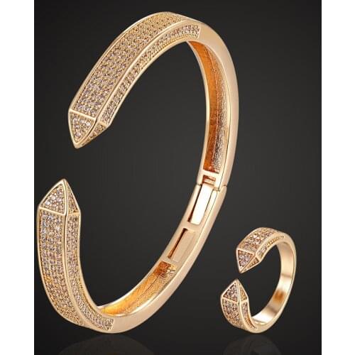 Zlxgirl jewlery cool womens size copper nail bangle ring jewelry sets brand cubic zircon copper bangle sets anniversary bijoux