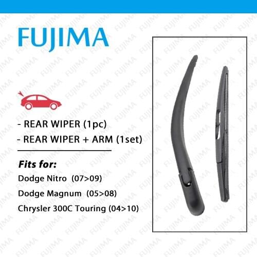 FUJIMA Rear Wiper Blade and Arm for Dodge Nitro / Magnum / Chrysler 300C Touring (2004-2010) Back Windscreen Rear Wiper Arm