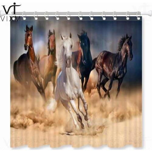 Retro West Cowboy Horse Shower Curtain Animal Waterproof Bathroom Shower Curtain Polyester Fabric Bath Decor Curtain Sets