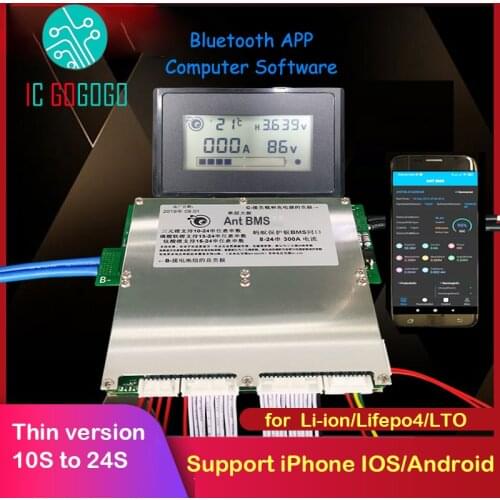 Thin Slim Version Smart 300A 200A 70A Lithium Battery Protection Board BMS Lipo lifepo4 LTO 10S 21S 24S Ant 60V 48V Bluetooth