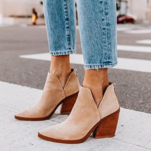 Women Ankle Boots 2020 Fashion Boots Woman Autumn Winter Pointed Toe High Heels Zipper Female Shoes Booties Females Botas Mujer