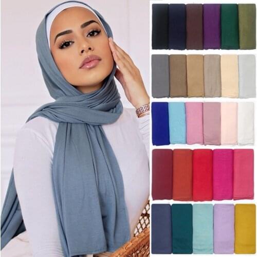 170x55cm Premium Muslim Jersey Hijab Scarf Foulard Femme Turban Hijabs Islamic Shawls Soild Cotton Headscarf For Women